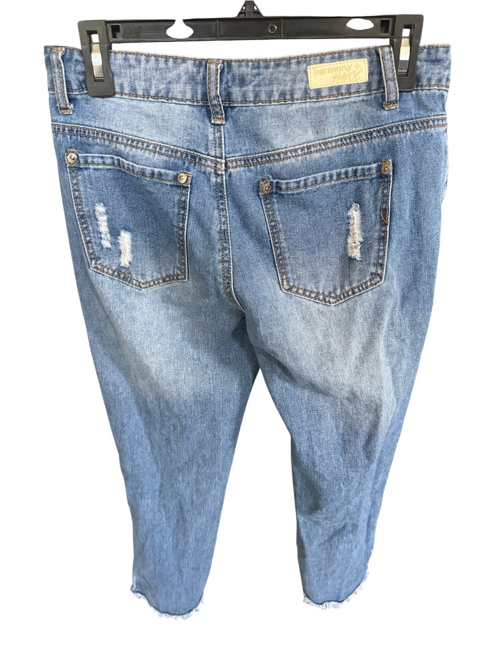 Distressed Light Blue Straight-Leg Jeans - Picture 3 of 5